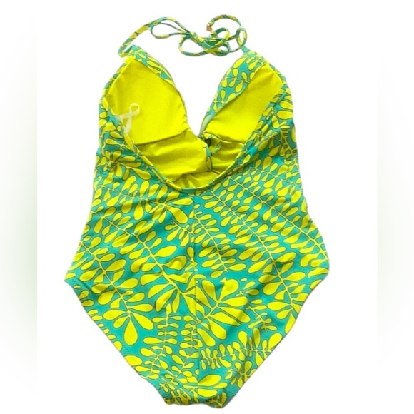 TRINA TURK NWT WOMENS TRELLIS ONE PIECE SWIM SUIT LIME GREEN TWIST FRONT SIZE 10 - Picture 4 of 8